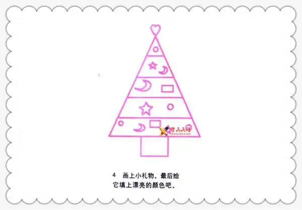 儿童画 简笔画 风景简笔画 植物圣诞树的画法步骤1先画一个三角形
