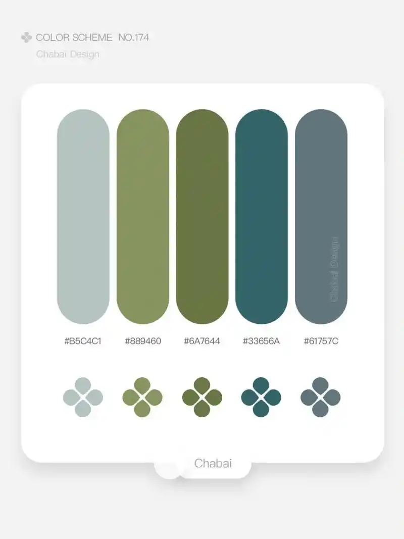 96色卡分享|9组高级绿色系配色 我是茶白,想和你一起用心感受生活的