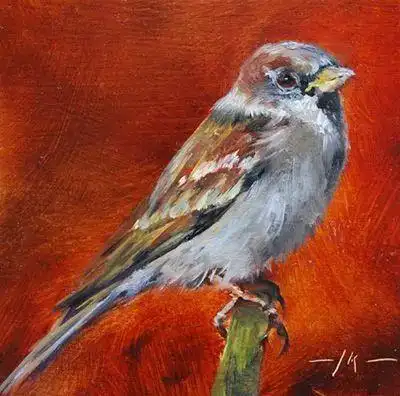 特别暖心的油画这些小鸟的眼睛里藏着整个春天