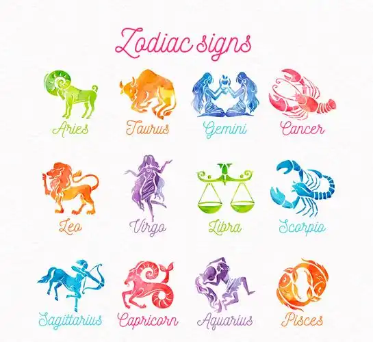 彩绘12星座标志设计矢量图