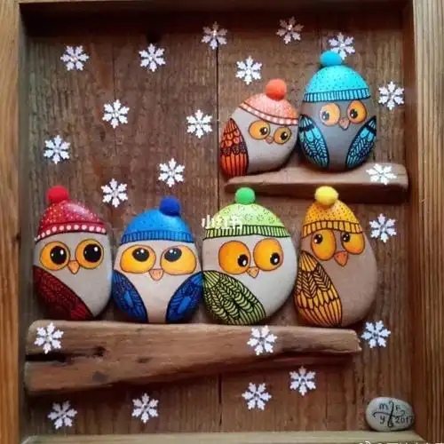 【用鹅卵石做的栩栩如生的小动物】超q超萌6015_萌萌哒_亲子_手工