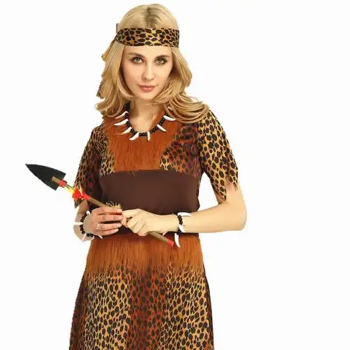 万圣节服装成人野人原始人印第安人头带野人头带非洲演出男女衣服