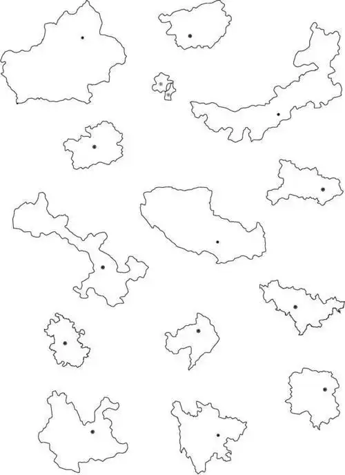 中国34个省级行政区轮廓图