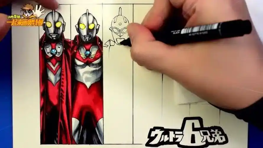 手绘奥特六兄弟之二,赛文奥特曼,杰克奥特曼绘画过程
