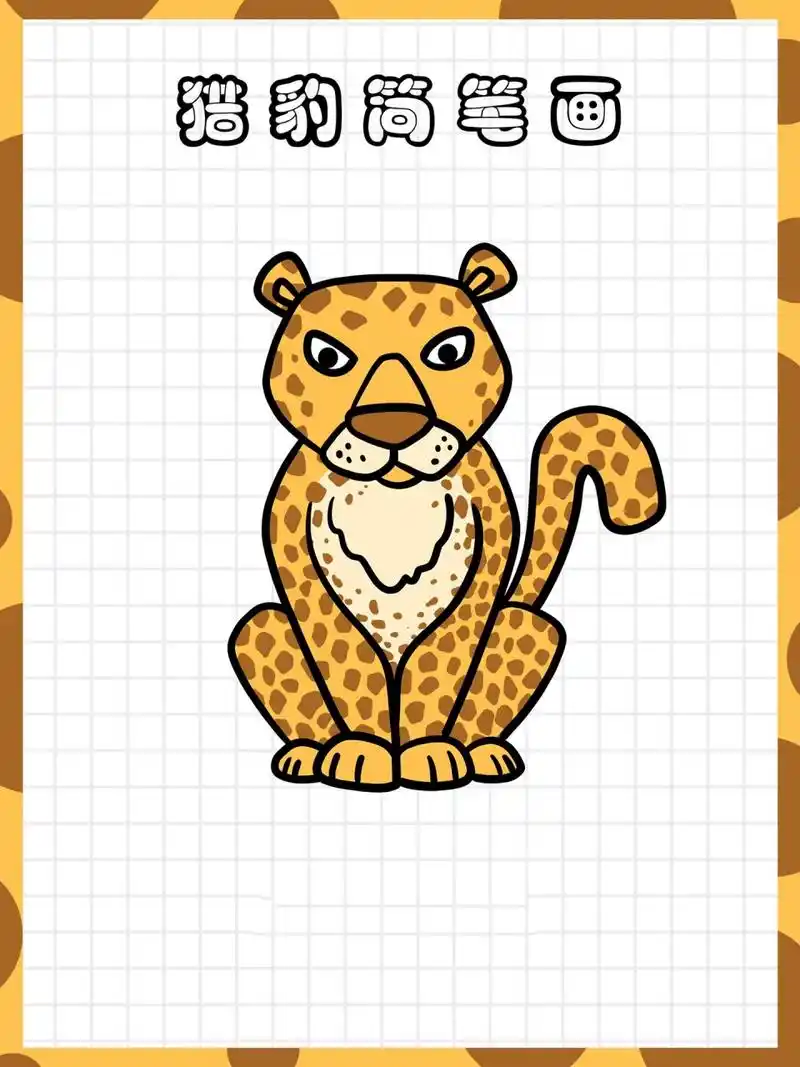 尼尼简笔画vol.68猎豹简笔画卡通猎豹 猎豹(学名:acinonyx jubatus):