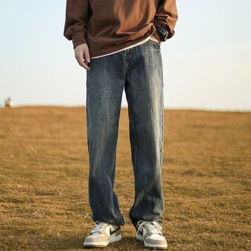 顺涛潮男穿搭束脚超薄牛仔裤男薄款c 直筒夏季复古水洗做旧显瘦长裤子