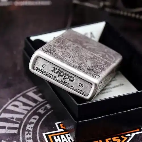 zippo打火机正版仿古银款限量原装美国收藏级招财貔貅招财进宝
