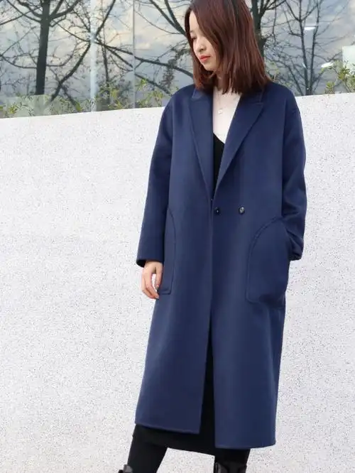深蓝100山羊绒大衣好气质的颜色