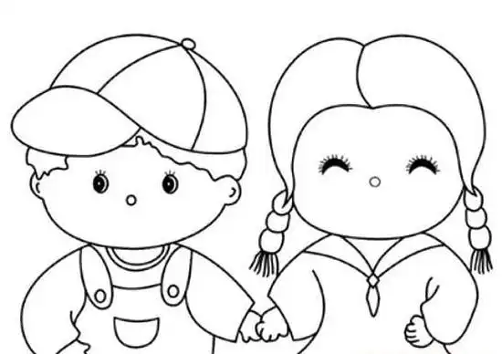两个小孩人物简笔画 小男孩简笔画,小女孩简笔画 - 9252儿童网