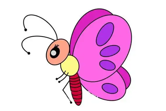 漂亮卡通蝴蝶彩色简笔画