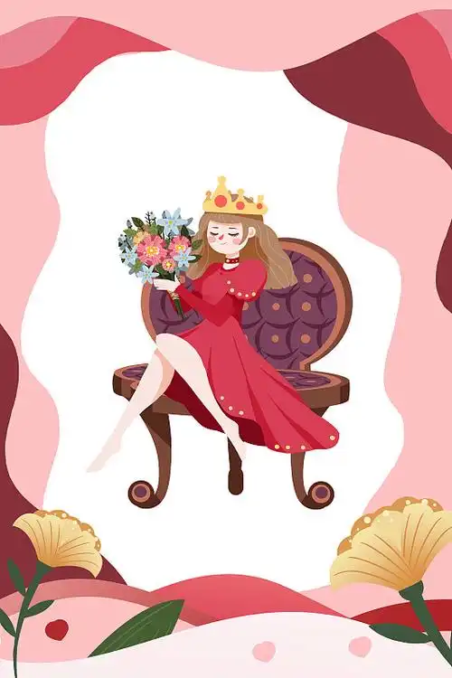 卡通手绘女王节妇女节插画图片