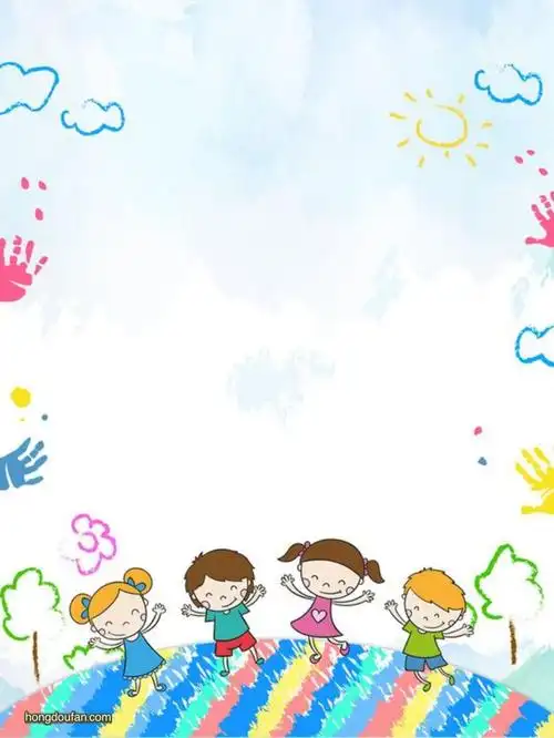 带有4个男孩女孩的浅蓝色天空的a4可打印纸张背景下载
