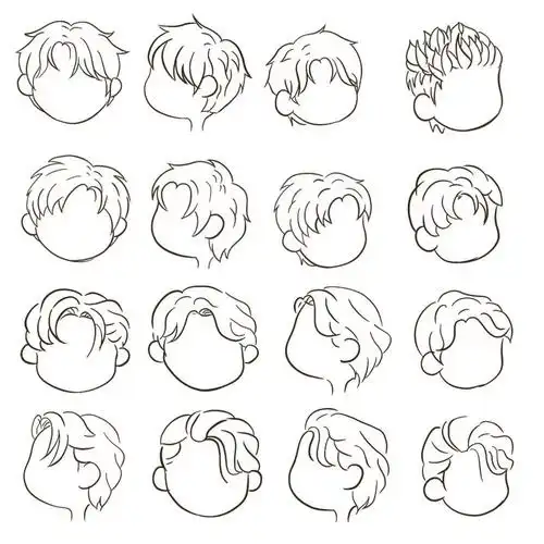 男生q版发型练习临摹插画简笔画打卡02