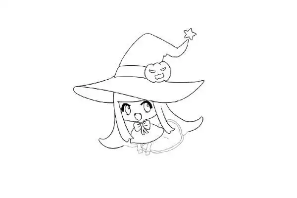 万圣节可爱女巫简笔画步骤图片大全