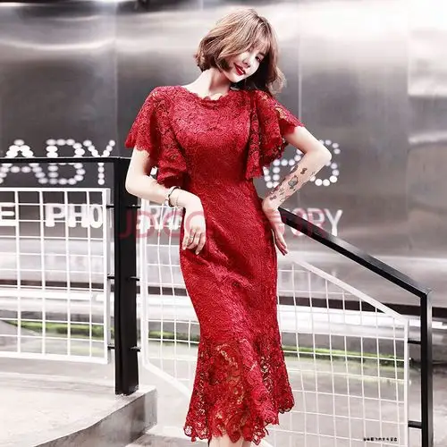 敬酒服平时可穿敬酒服新娘2019新款冬季鱼尾回门便装结婚礼服订婚衣服