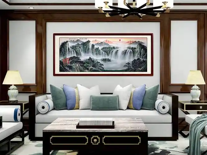 客厅北墙挂什么画最旺财,别选错!_瀑布_聚宝盆_财源
