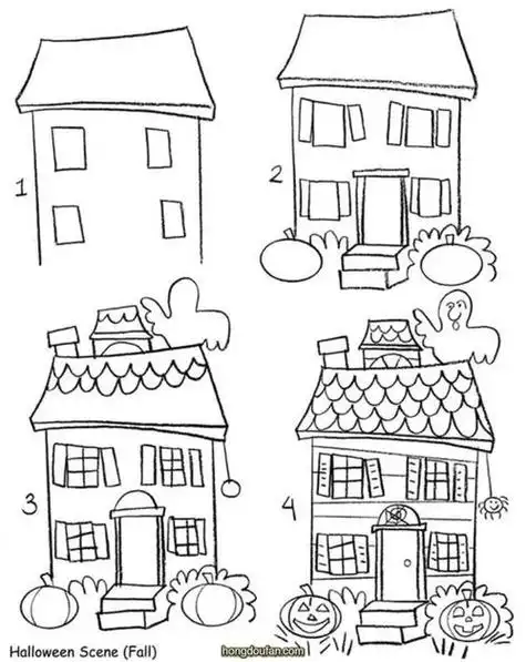 古建筑居住房子简笔画大房子简笔画步骤图片大全12款漂亮的卡通房子简