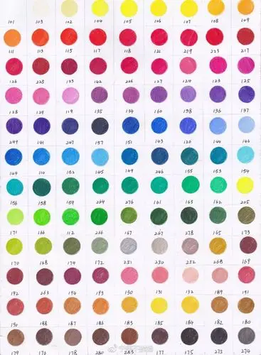 如果使用的是其它彩铅,可用其它相近色代替,附色卡如下图笔:绿辉油性