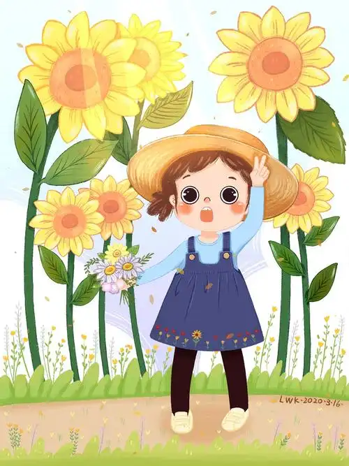 沫沫看向日葵|插画|儿童插画|米粒画儿插 - 原创作品 - 站酷 (zcool)