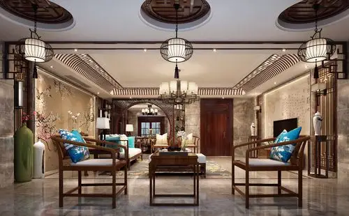 客厅中式局部别墅装修