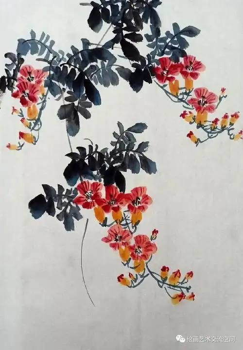 凌霄花的写意画法