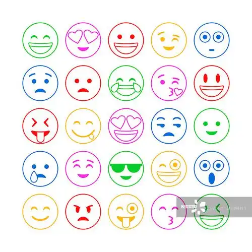 表情符号和表情符号微笑平面图标设置或