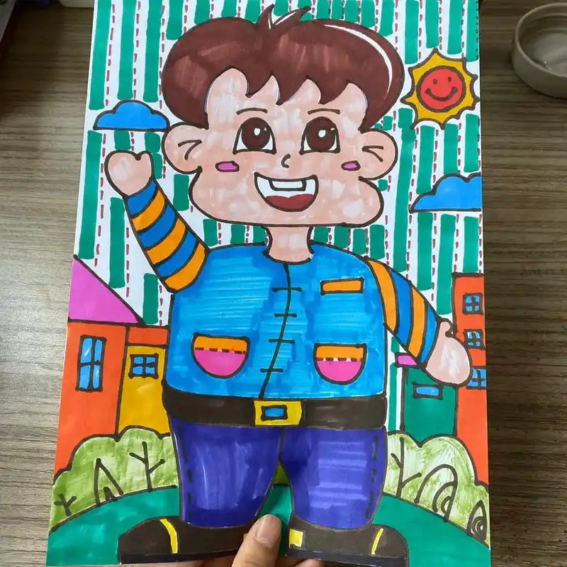 今日主题我长高了男生系列#手绘 #儿童画分享 #画画 #抖音 - 抖音