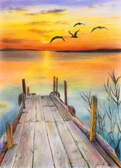 简笔画大全简笔画风景彩色彩铅风景画彩铅简单简笔画零基础入门 彩铅