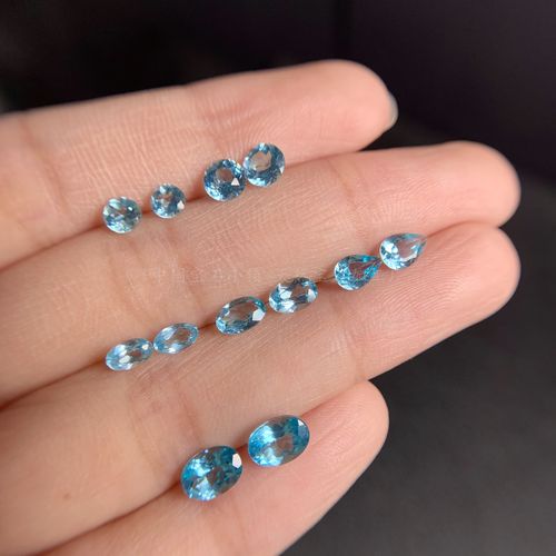 天然全净磷灰石裸石 圆形4*4 5*5椭圆形3*5 4*6 5*7水滴形4*6mm新