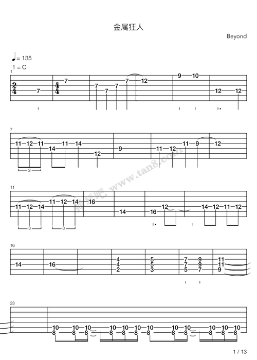 吉他谱金属狂人