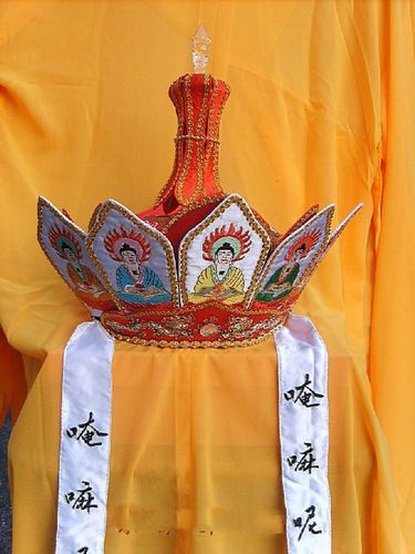 佛家精品方丈毗卢帽 和尚五佛冠毗卢冠僧帽佛帽唐僧帽全手工刺绣