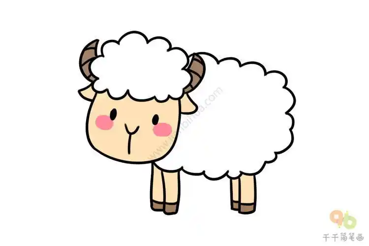 羊的简笔画彩色卡通可爱