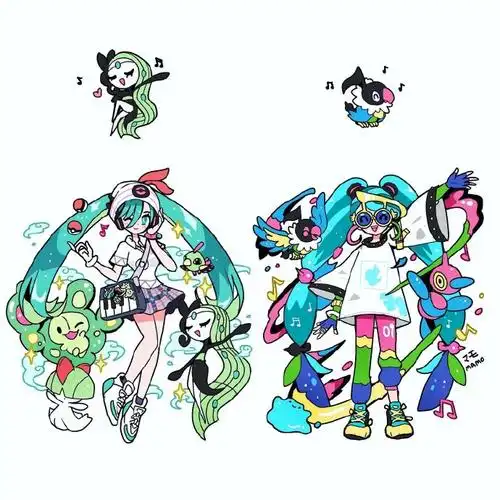 宝可梦的可爱拟人化&沙奈朵变装!    twitter:mamobot_art#宝可梦