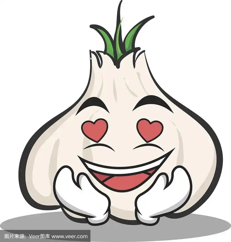 在爱大蒜卡通人物矢量插图