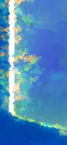 iphonex xs高清壁纸 插画 蓝色风景