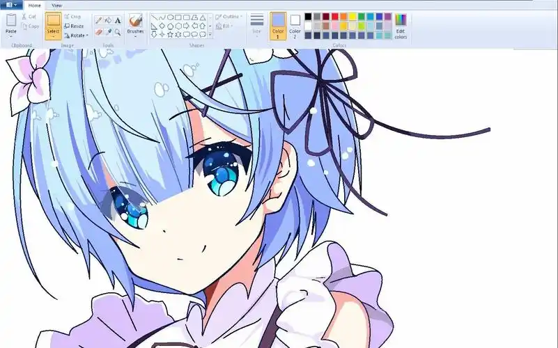 【画图 鼠绘】蕾姆【鼠绘】windows自带画图绘制-雏子的笔记【3essoo