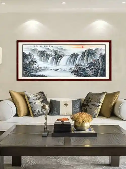 客厅北墙挂什么画最旺财,别选错!_瀑布_聚宝盆_财源