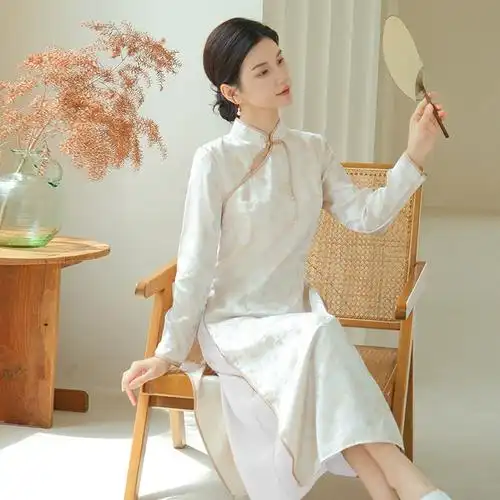 新中式国风优雅气质女士连衣裙改良款旗袍复古女唐装古风民族服饰