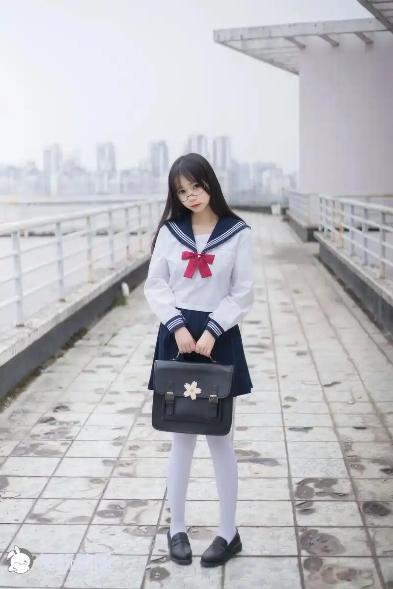 兔玩印画 喵喵的白丝水手服 写真套图.#jk少女 #jk制服