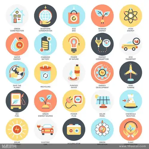 多款环保主题彩色小图标矢量素材
