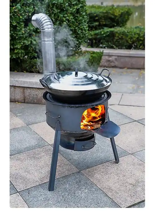 烧火柴灶 新式柴火灶家用农村烧木柴室内无烟地锅灶户外铁炉子取暖炉