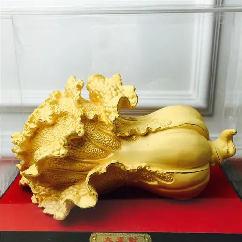中式风水绒沙金工艺大发财金白菜装饰摆件 生日贺寿喜庆婚宴礼物-造型