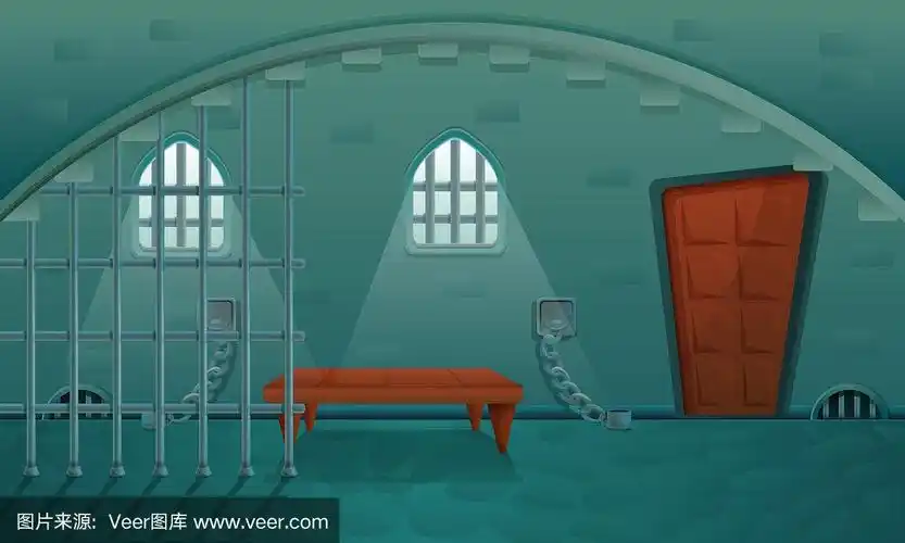 卡通监狱城堡的石头地下室,矢量插图