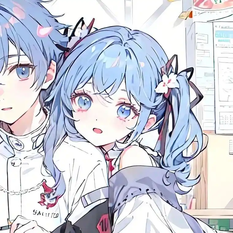 情侣头像#优质头像 #二次元 蓝色动漫卡通情侣高清头像 - 抖音
