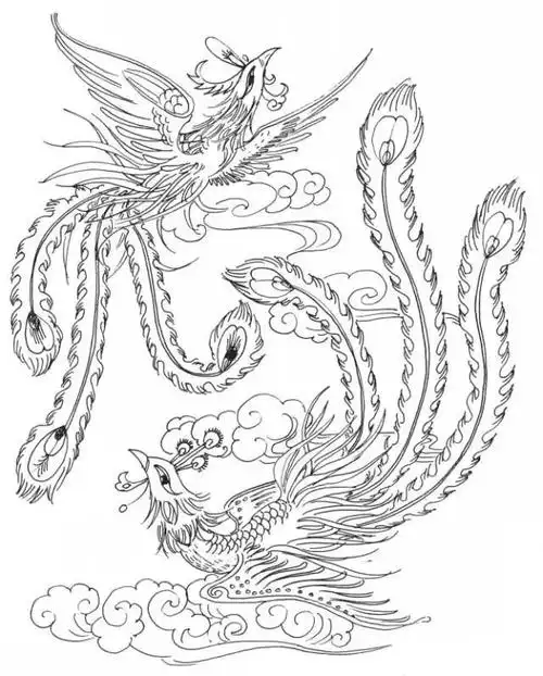 书画联盟丨龙凤白描图谱凤