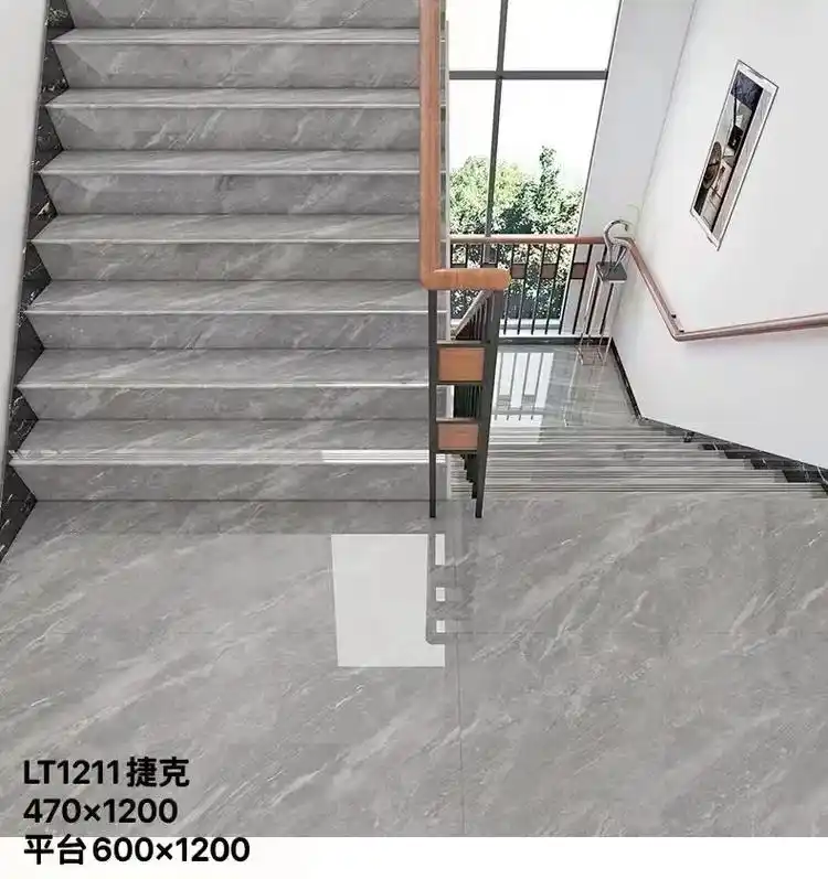 豪华梯级 楼梯砖踏步瓷砖1200*470防滑通体大理石地砖  - 抖音