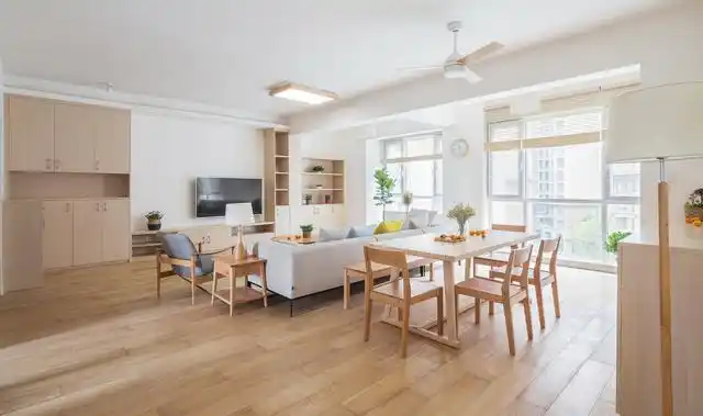 120㎡简约日式风客餐厅装修效果图