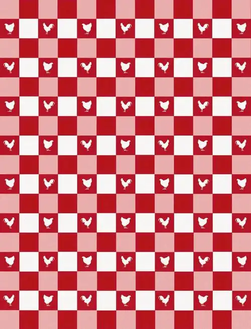 红色方格公鸡背景图片