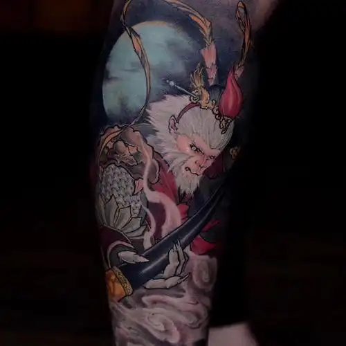 90 齐天大圣 90小腿外侧_纹身吧社区 - 纹身大咖