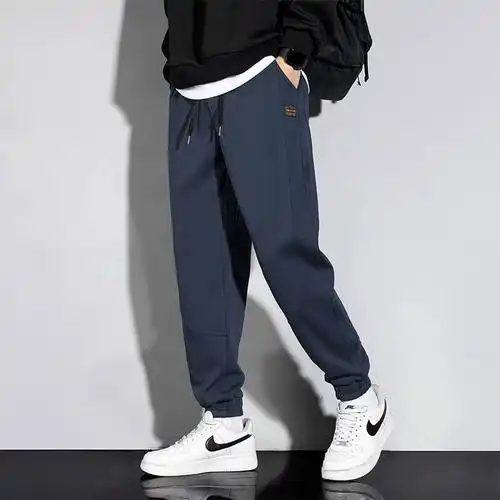 子男厚爆款休闲卫裤男士加绒运动裤春秋新款秋冬季束脚冬季男款